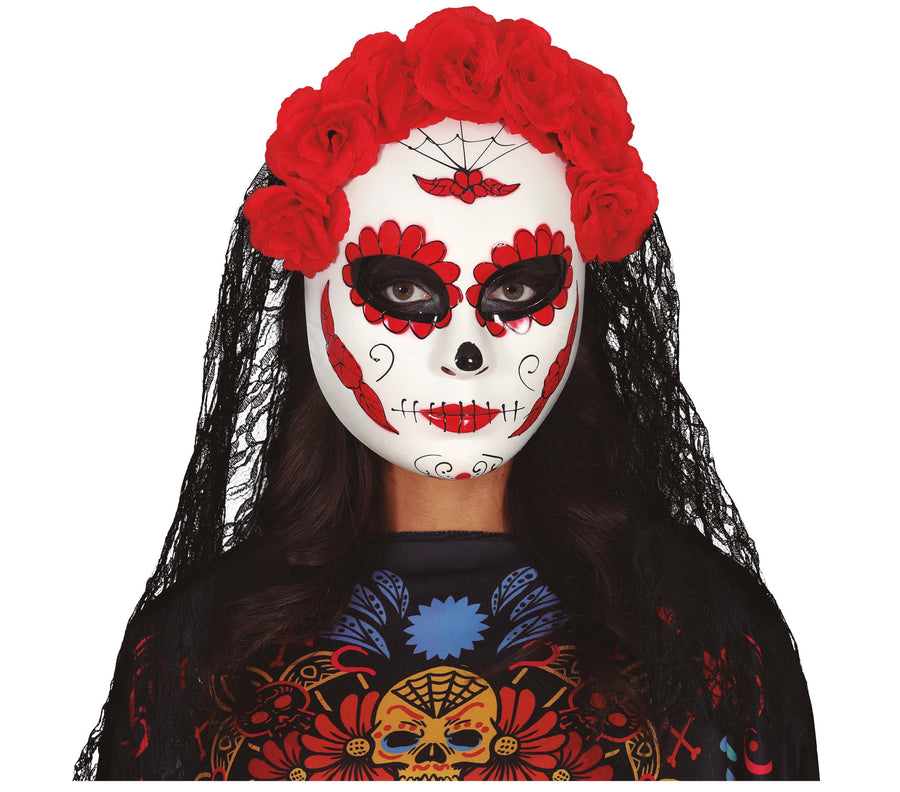 GP20034 – Totenkopfmaske Dia De Los Muertos Catrina – Farbe: Weiß, Ansicht 2