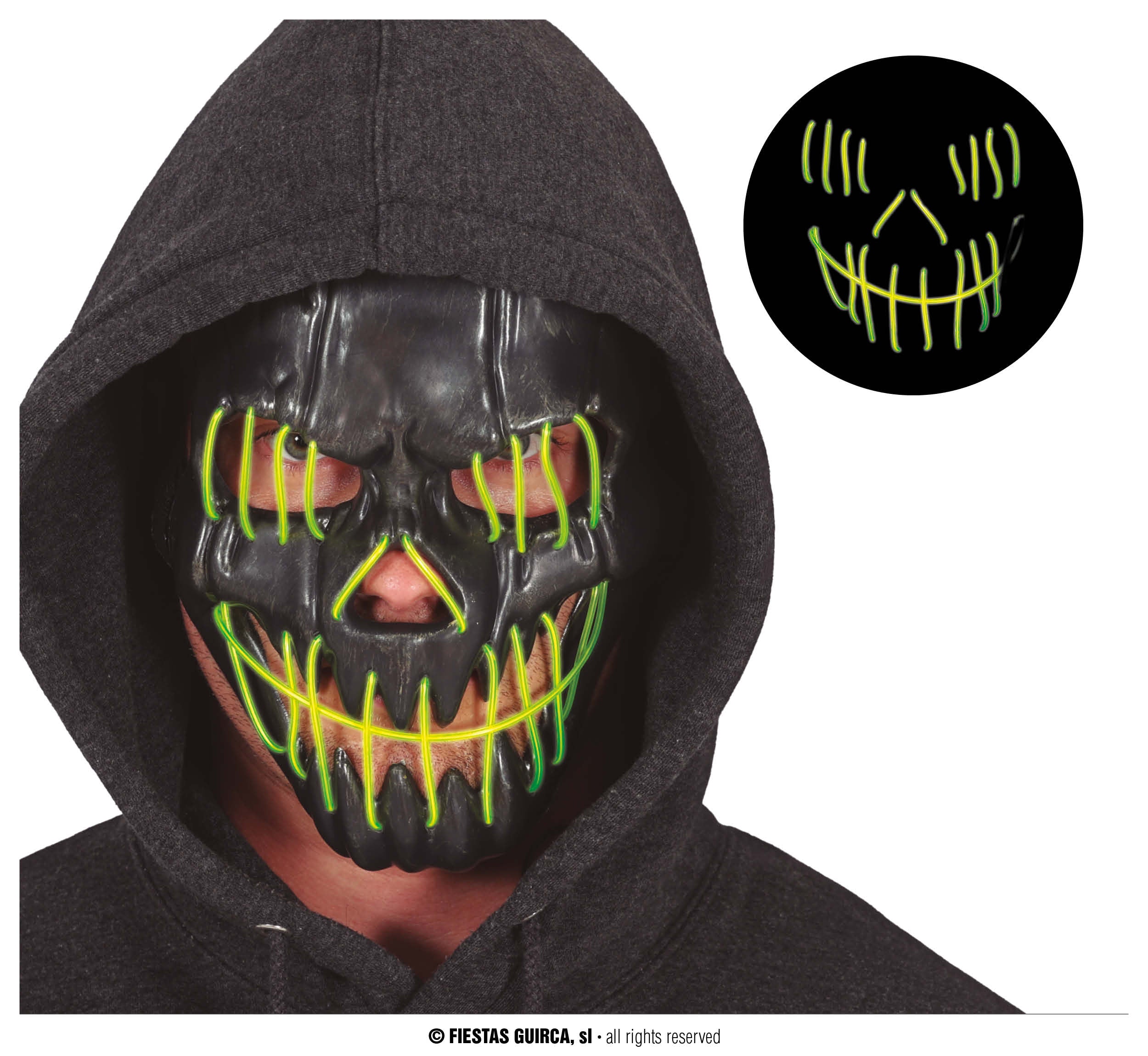 GP20041 – Halloween Horror Maske Grinsendes Gesicht – Farbe: Schwarz