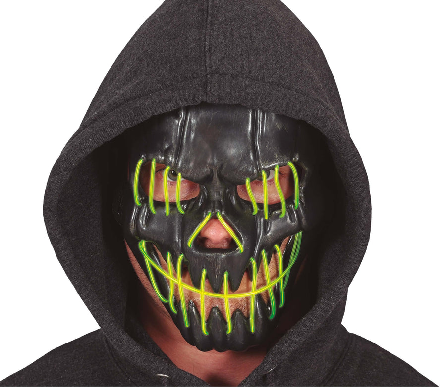 GP20041 – Halloween Horror Maske Grinsendes Gesicht – Farbe: Schwarz, Ansicht 2
