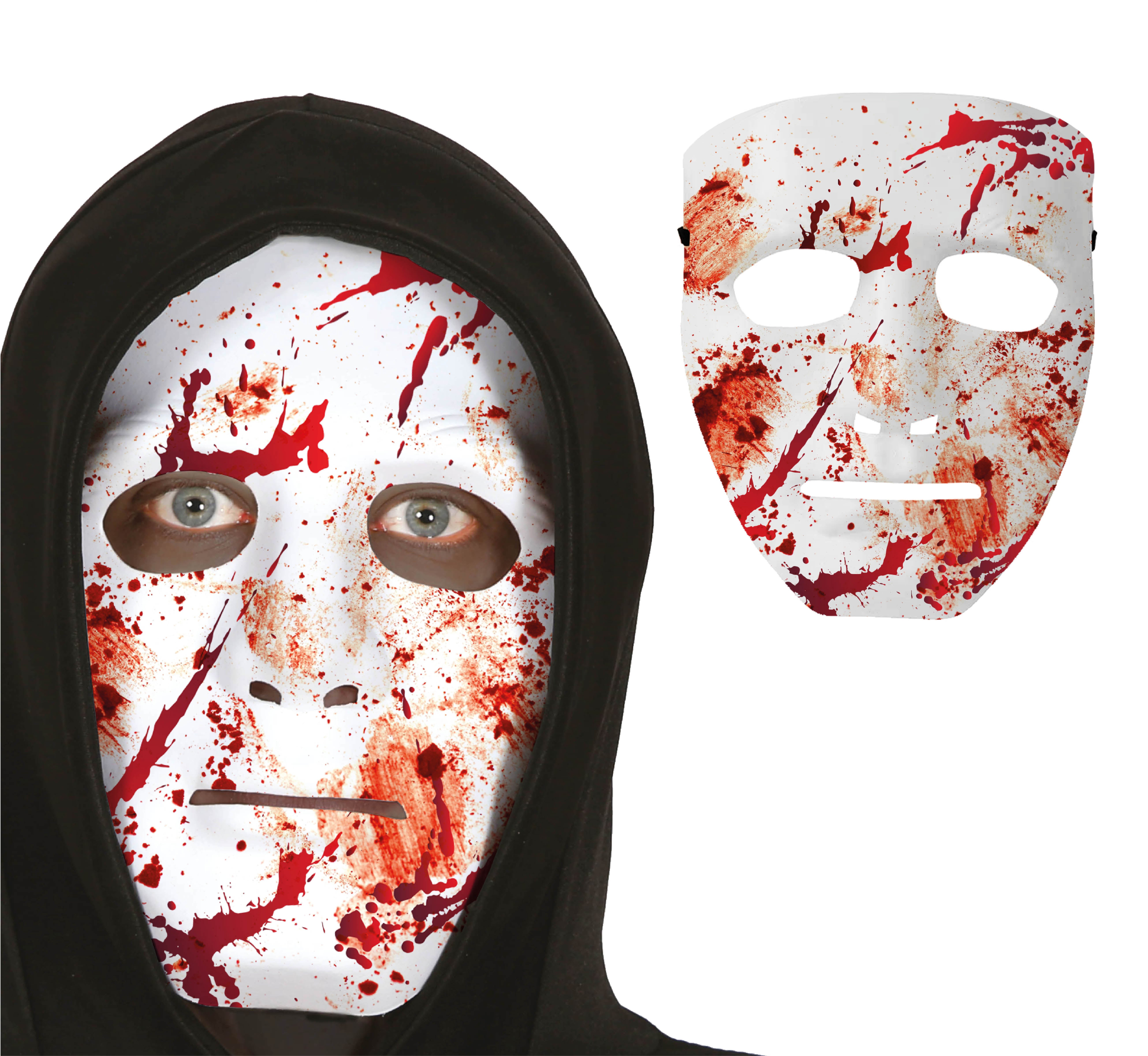 GP20082 – Halloween Blutige Geistermaske Schaurige – Farbe: Weiß / Rot