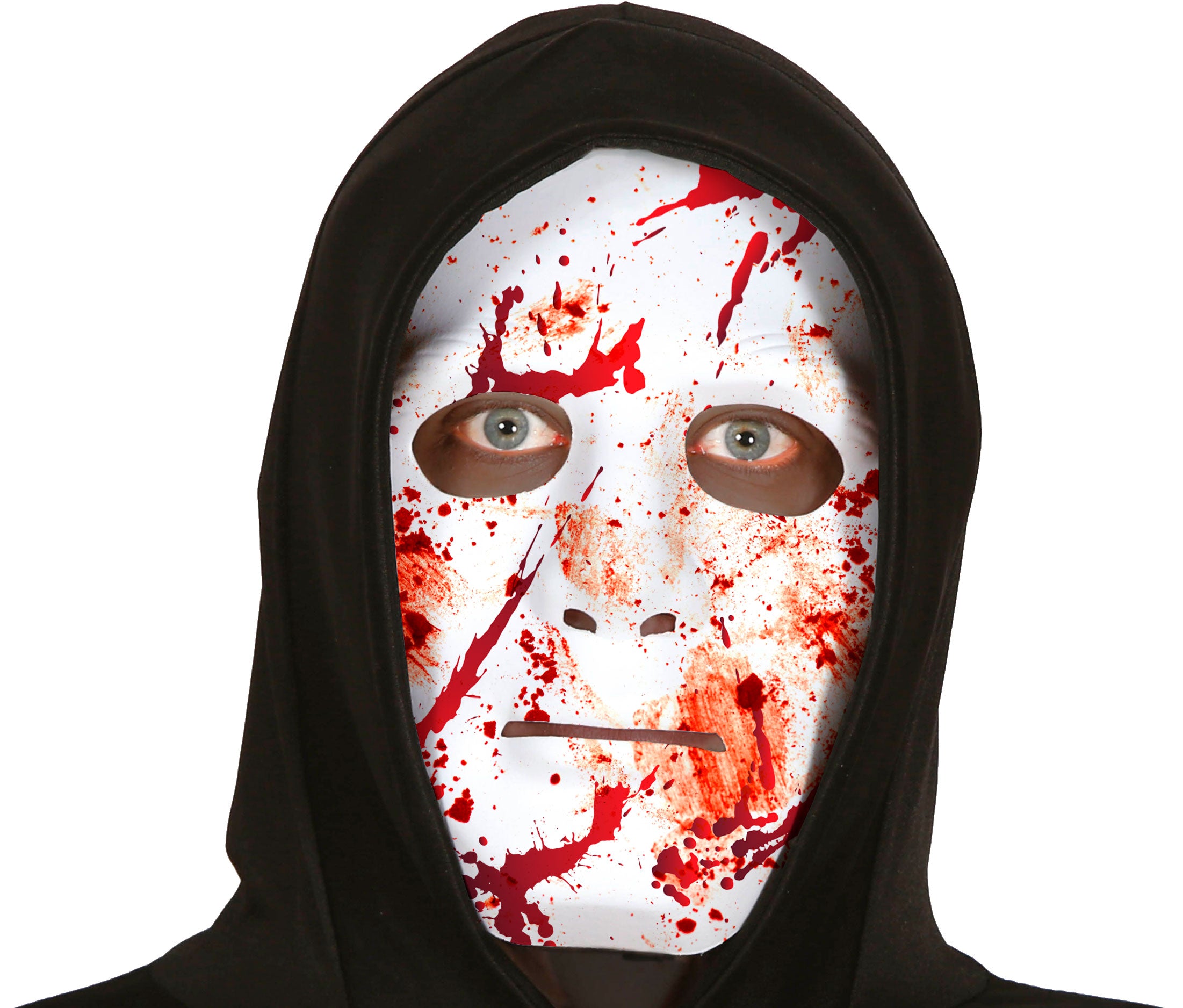 GP20082 – Halloween Blutige Geistermaske Schaurige – Farbe: Weiß / Rot