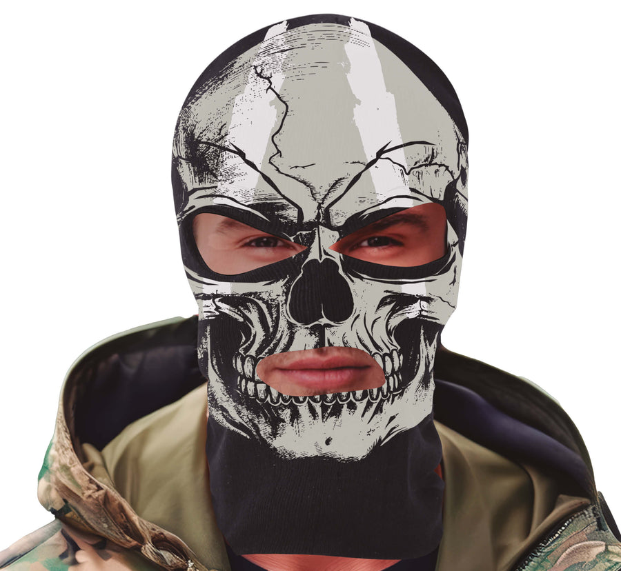 Totenkopf Sturmhaube für Erwachsene schwarz