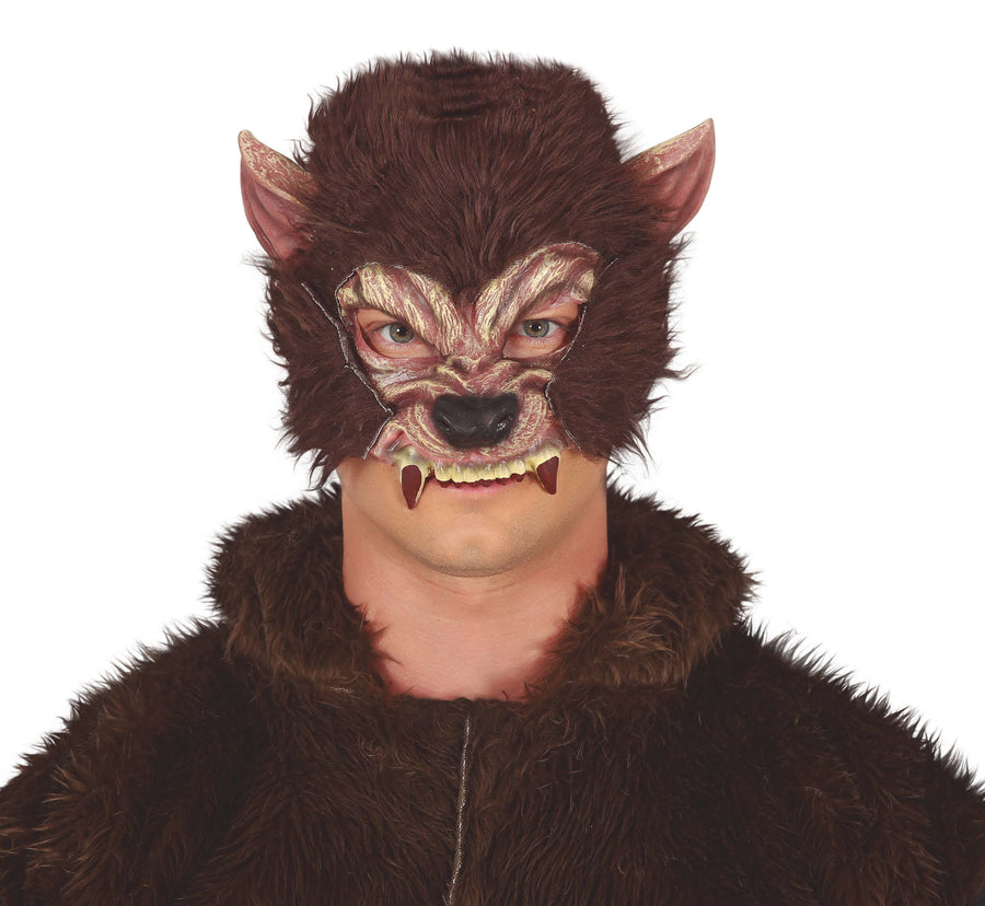 Latex Werwolf Halbmaske für Erwachsene braun