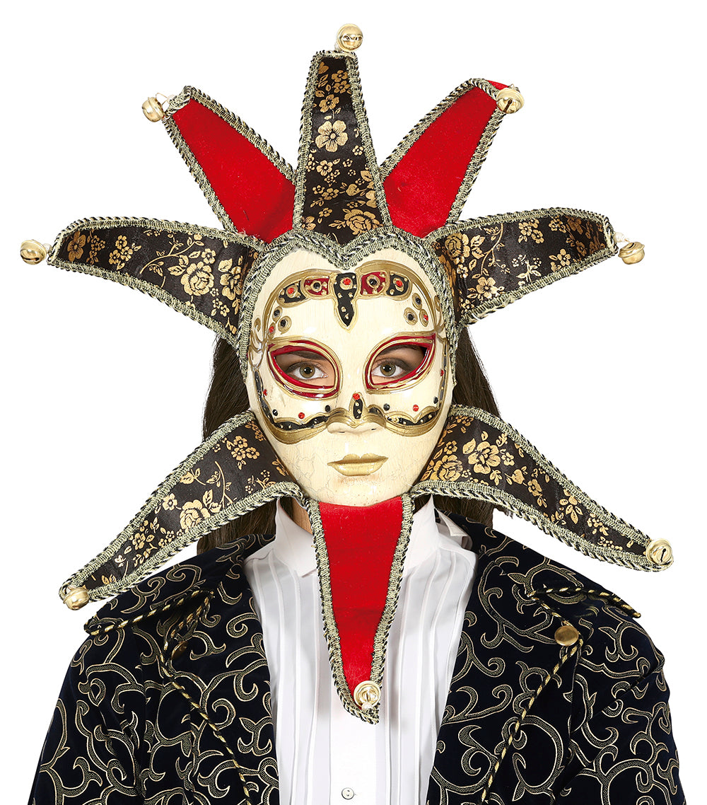 GP20511 – Karneval Mystischer Narr Rot Gold – Farbe: Mehrfarbig