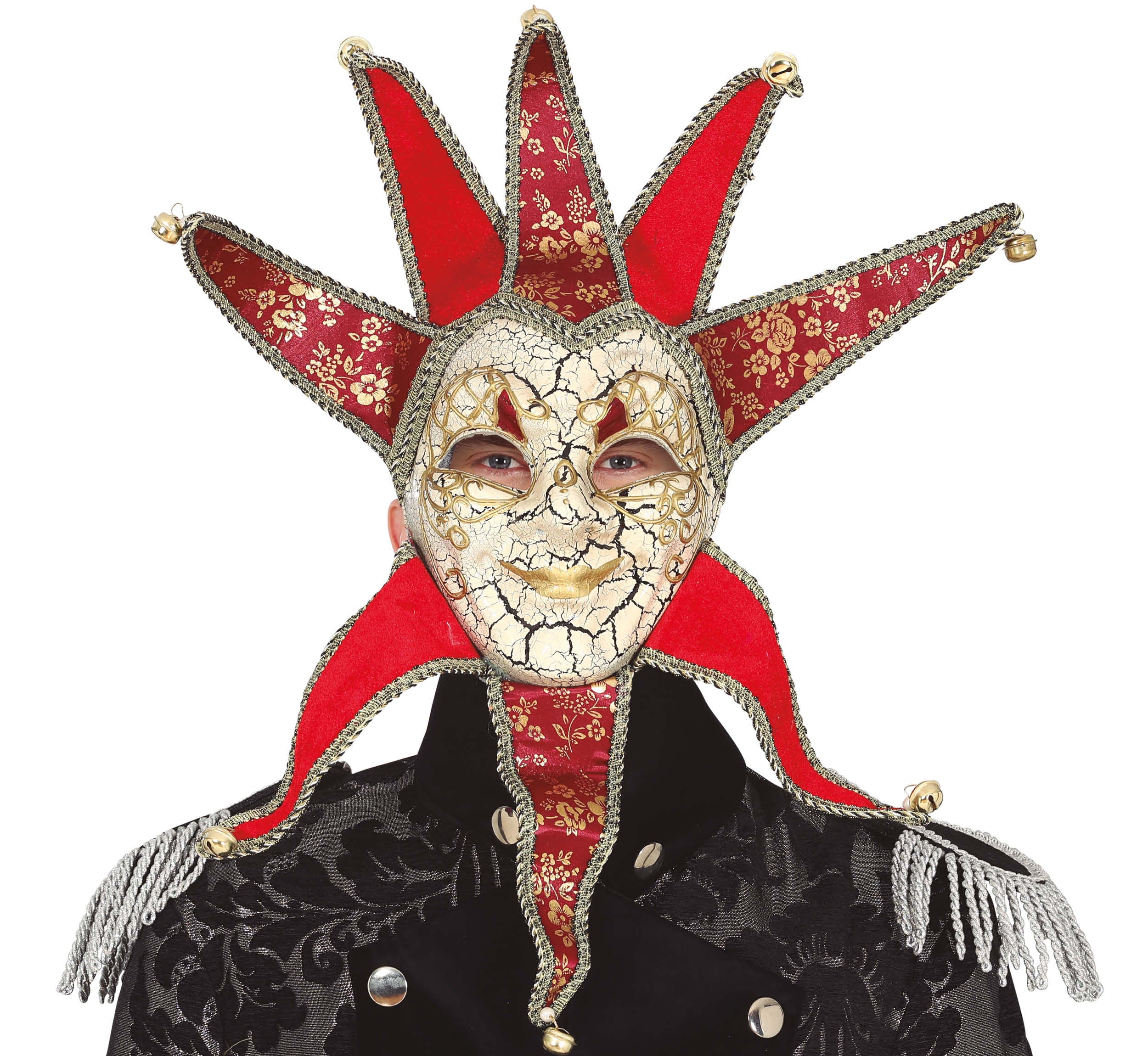 GP20512 – Karneval Jester Maske Venezianisch Rot – Farbe: Mehrfarbig