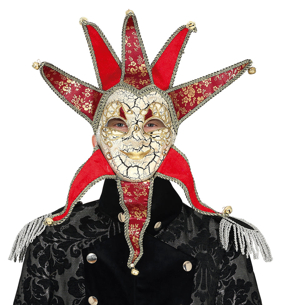 GP20512 – Karneval Jester Maske Venezianisch Rot – Farbe: Mehrfarbig, Ansicht 2