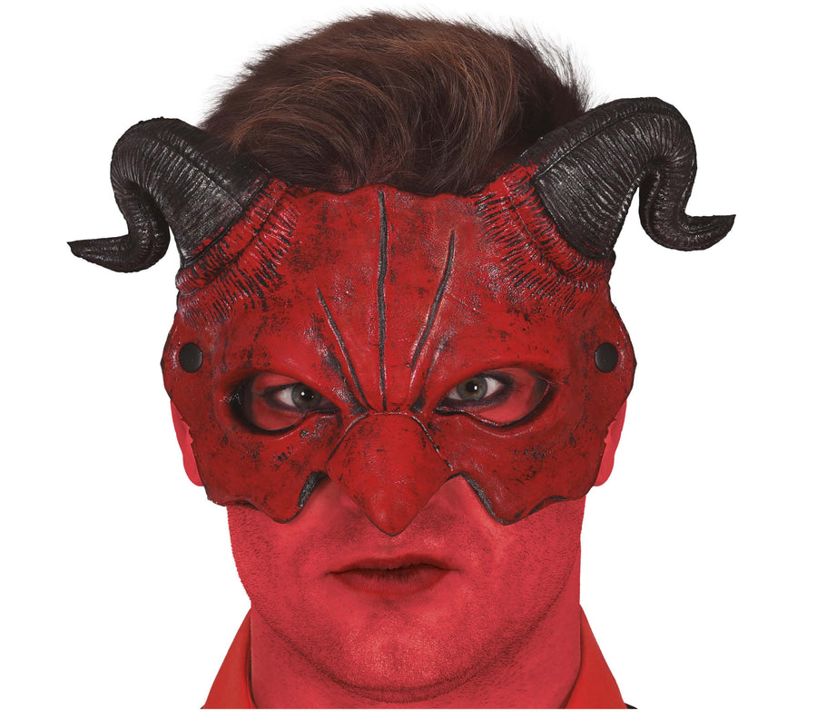 Teufel Halbmaske für Erwachsene mit Hörnern