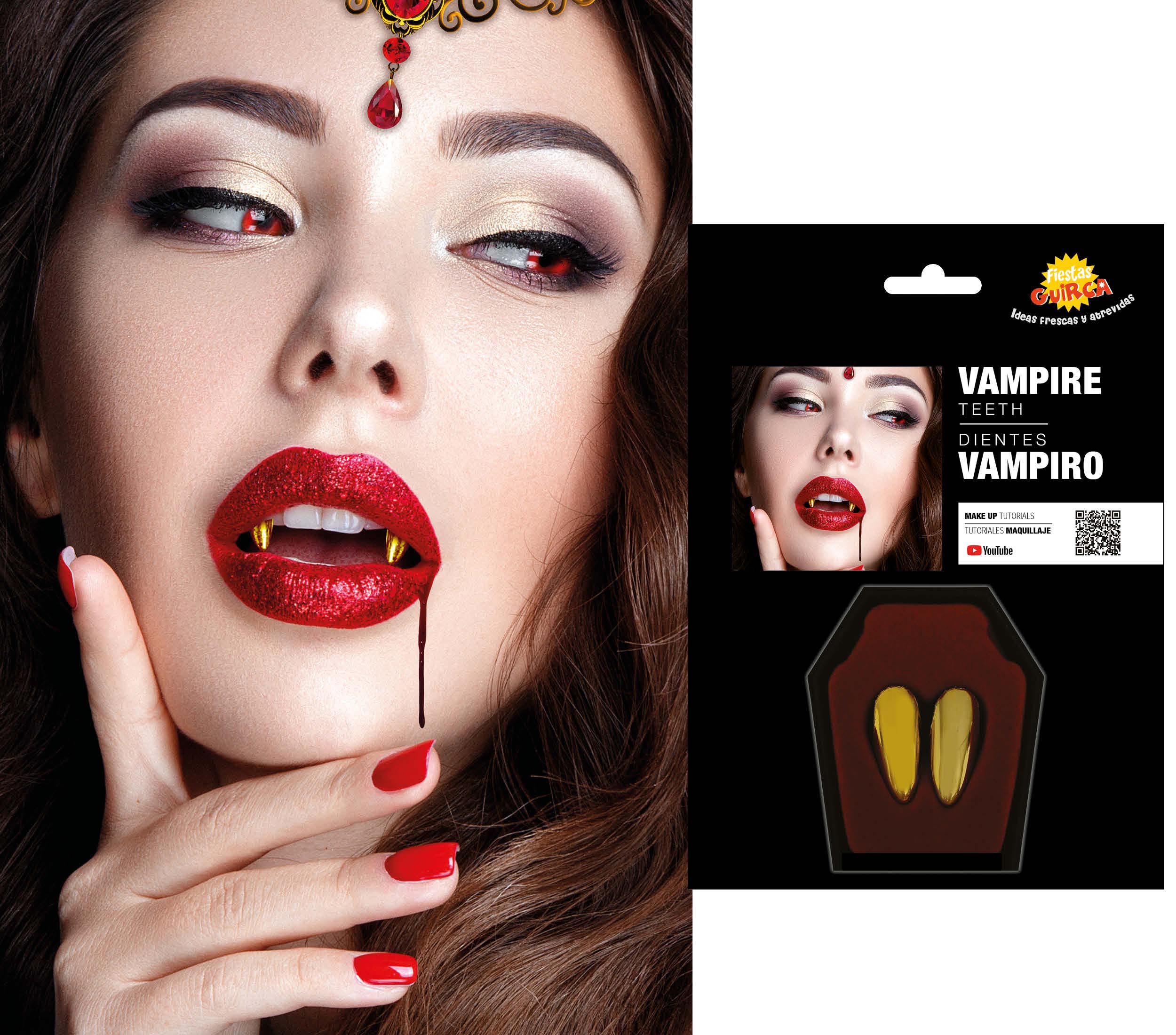 GP20902 – Vampir Zähne Halloween Accessoire – Farbe: Gold, Silber
