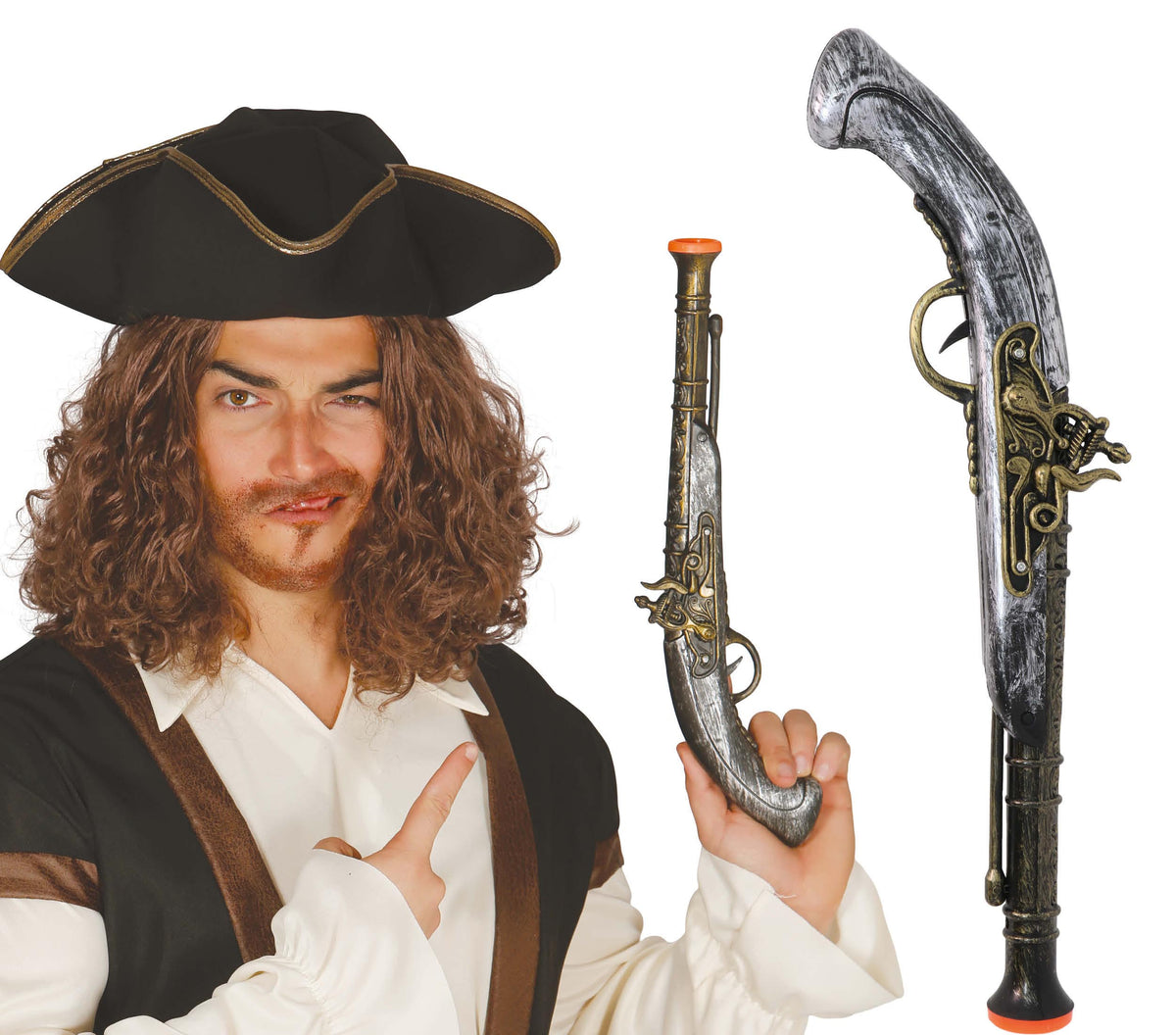 GP18525 – Piraten Pistole für Erwachsene 42 cm – Farbe: Braun