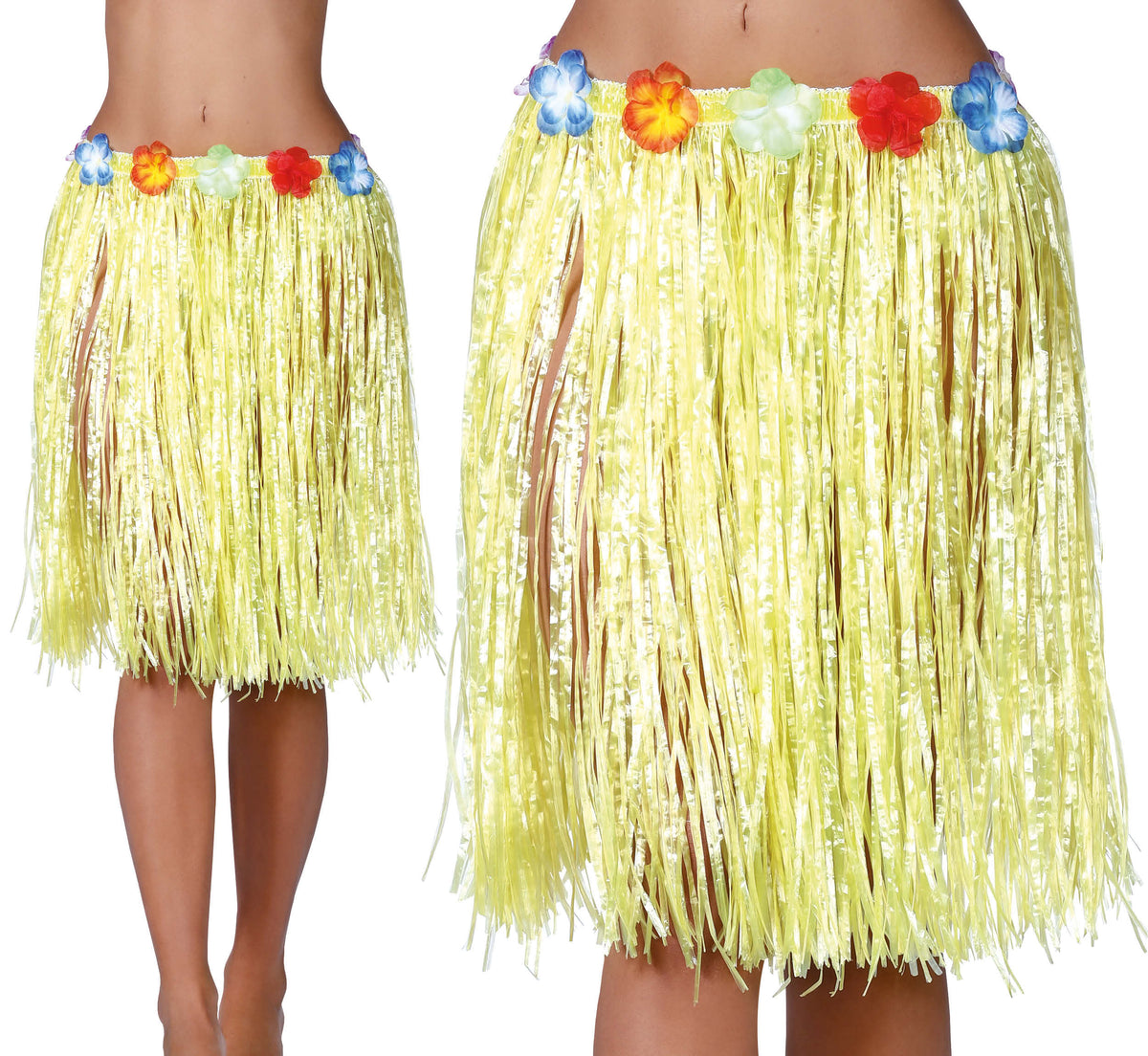 GP17630 – Hawaii Rock für Damen 50 bis 55 cm mit Blumen – Farbe: Gelb