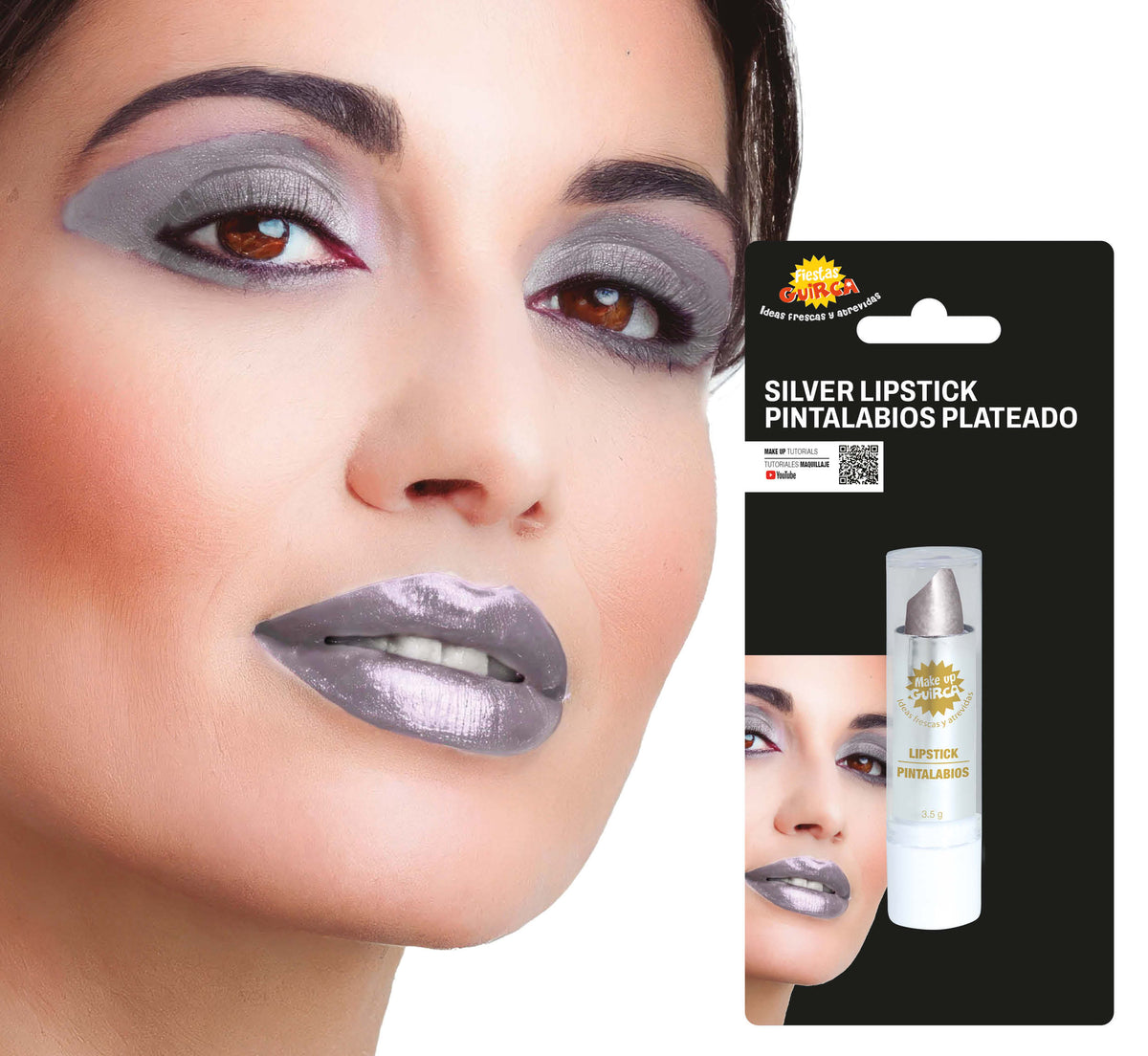 GP15460 – Kostüm Lippenstift Lippen Make up – Farbe: Silber