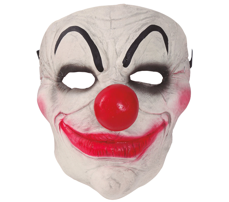 Latex Clown Halbmaske für Erwachsene rote Nase