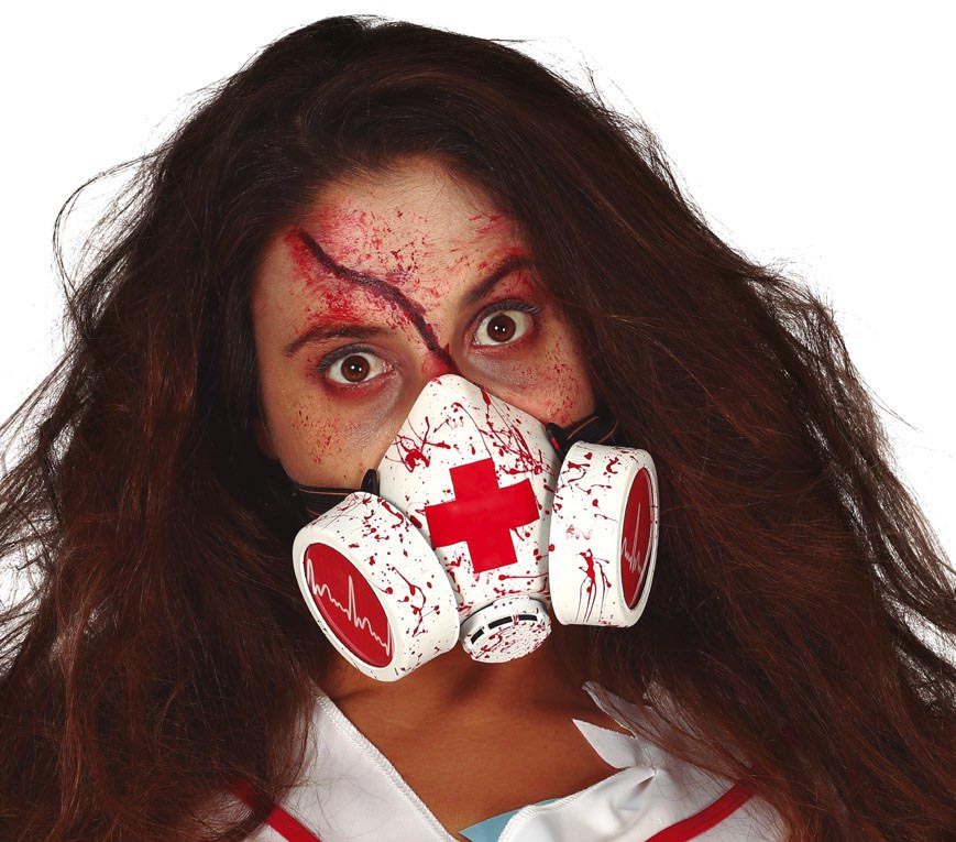 GP2264 – Arzt Und Krankenschwester Horror Maske – Farbe: Weiß
