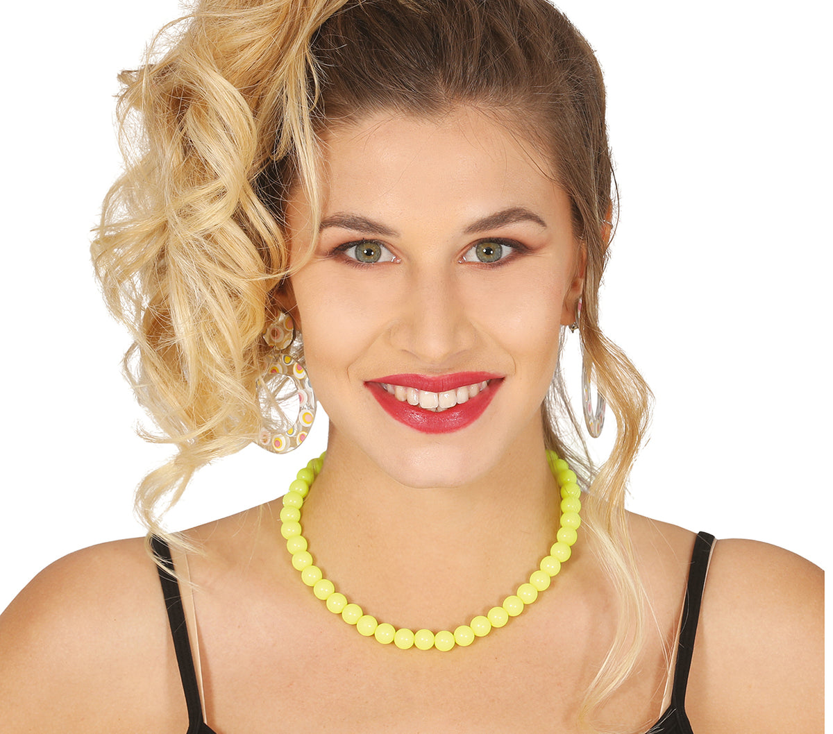 GP18845 – Neon Perlenkette für Damen 40 cm 80er Jahre – Farbe: Mehrfarbig
