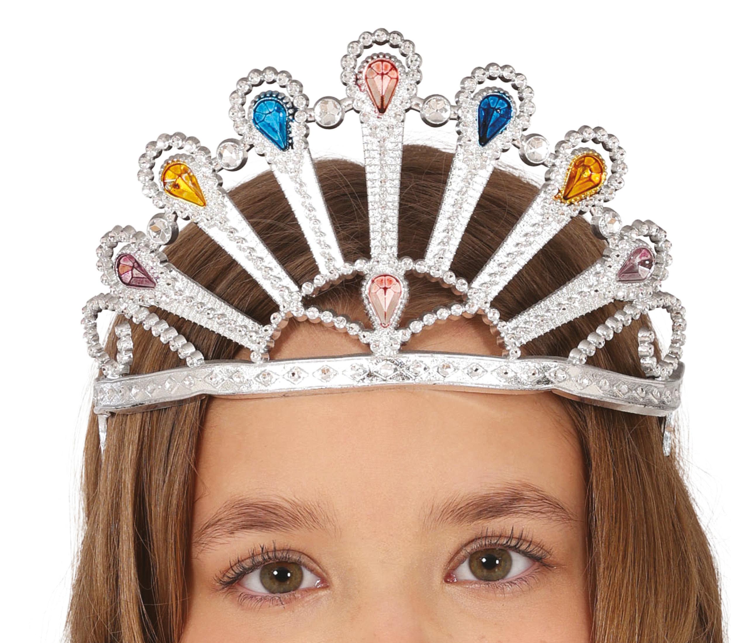 GP23000 – Prinzessin Diadem Glitzer Krone Edle – Farbe: Silber
