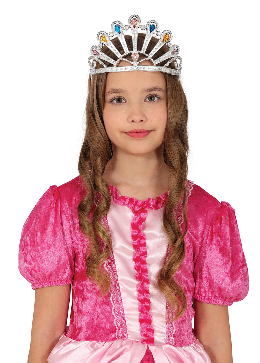 GP23000 – Prinzessin Diadem Glitzer Krone Edle – Farbe: Silber, Ansicht 2