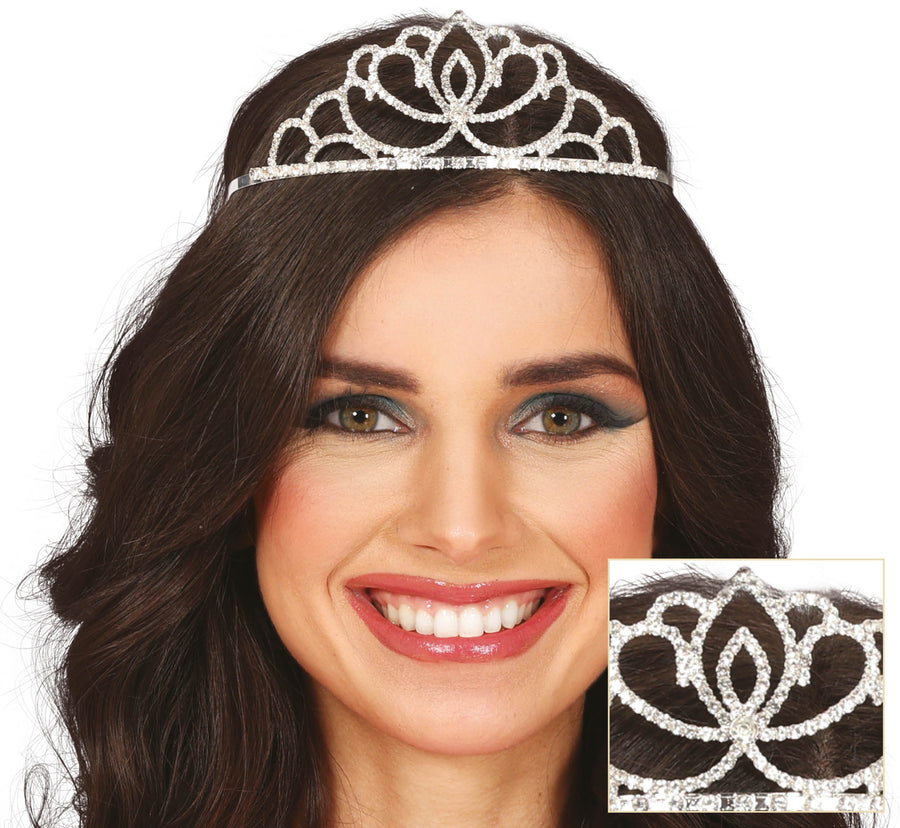 Braut Diadem für Damen silber mit Strass