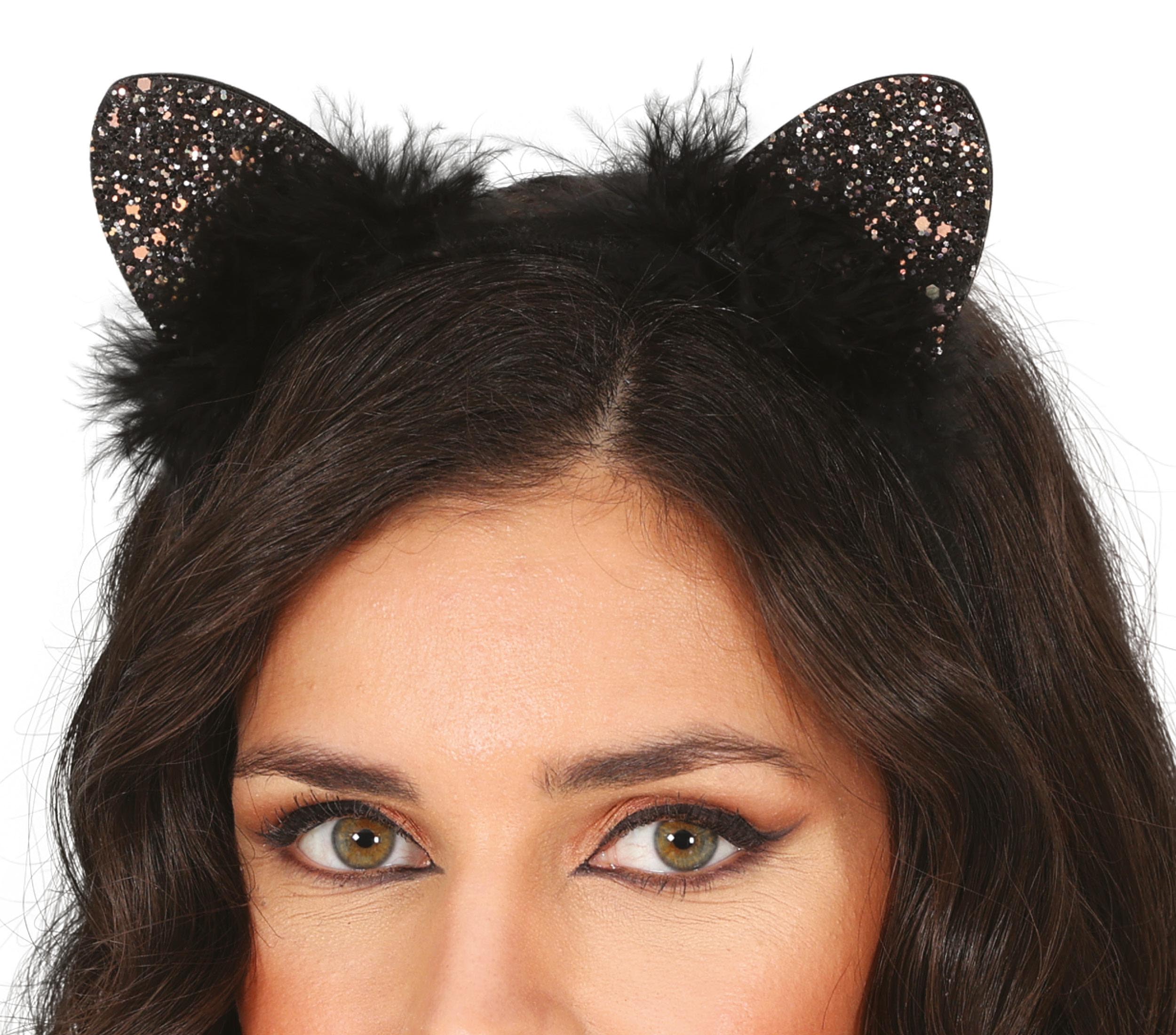 GP23011 – Katze Fledermaus Haarreif Glitzer – Farbe: Schwarz