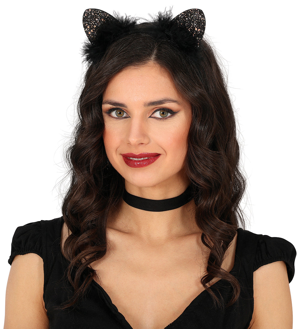 GP23011 – Katze Fledermaus Haarreif Glitzer – Farbe: Schwarz