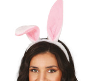 Hasenohren Haarreif für Damen weiß rosa, Bild 1