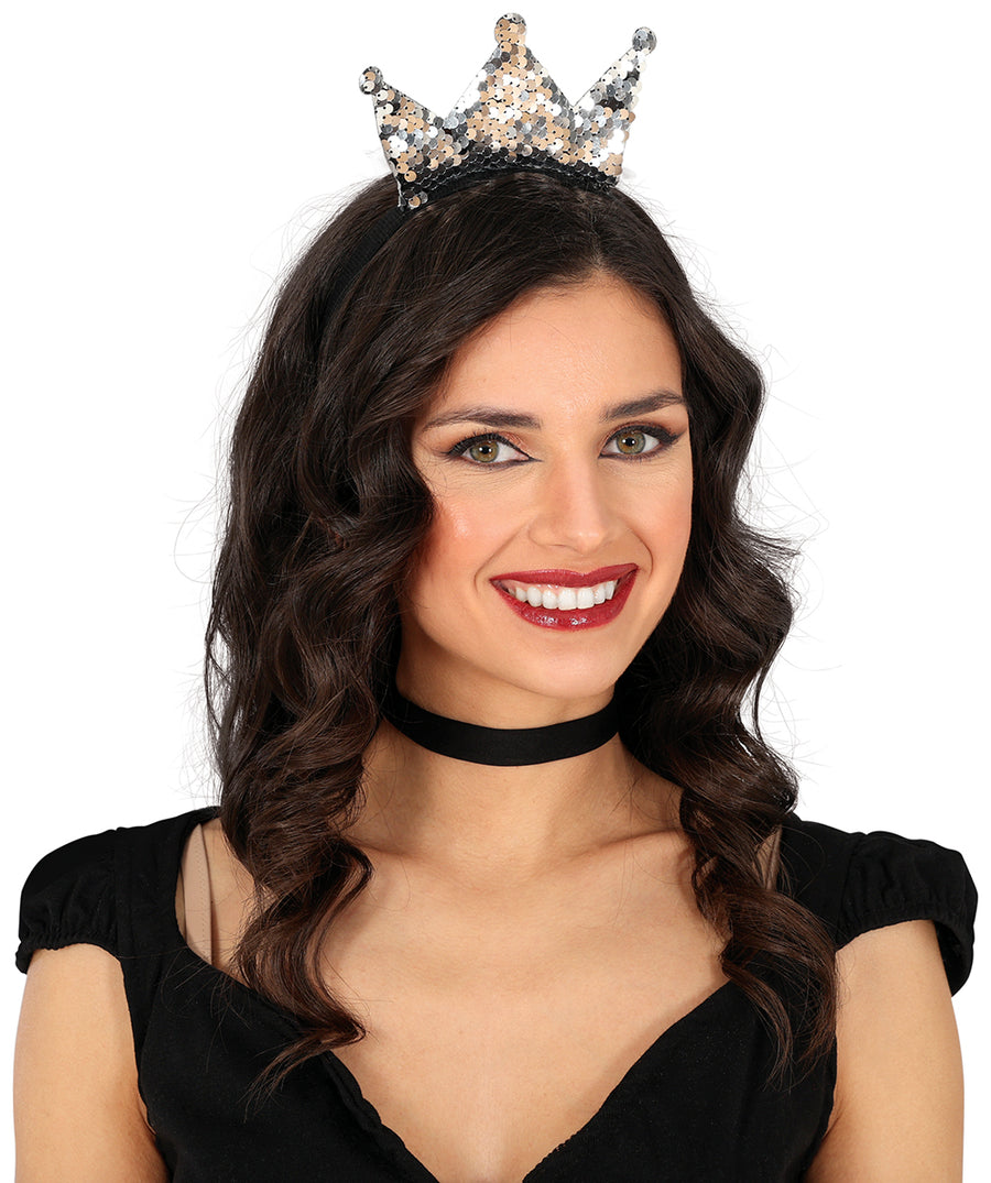 GP23016 – Prinzessin Krone Silber Haarreif Glänzende – Farbe: Silber, Ansicht 2