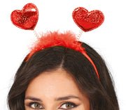 Herzchen Haarreif für Damen rot mit Federn, Bild 1