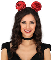 Mausohren Haarreif für Damen rot mit Pailletten, Bild 2