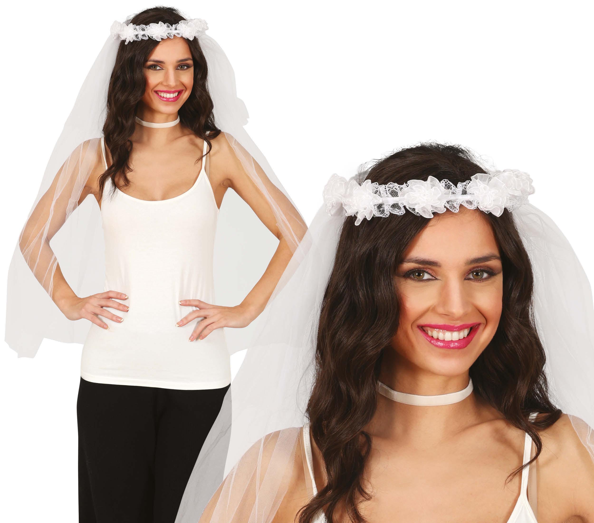 GP23022 – Braut Blumenschleier Hochzeit Floral Kranz – Farbe: Weiß