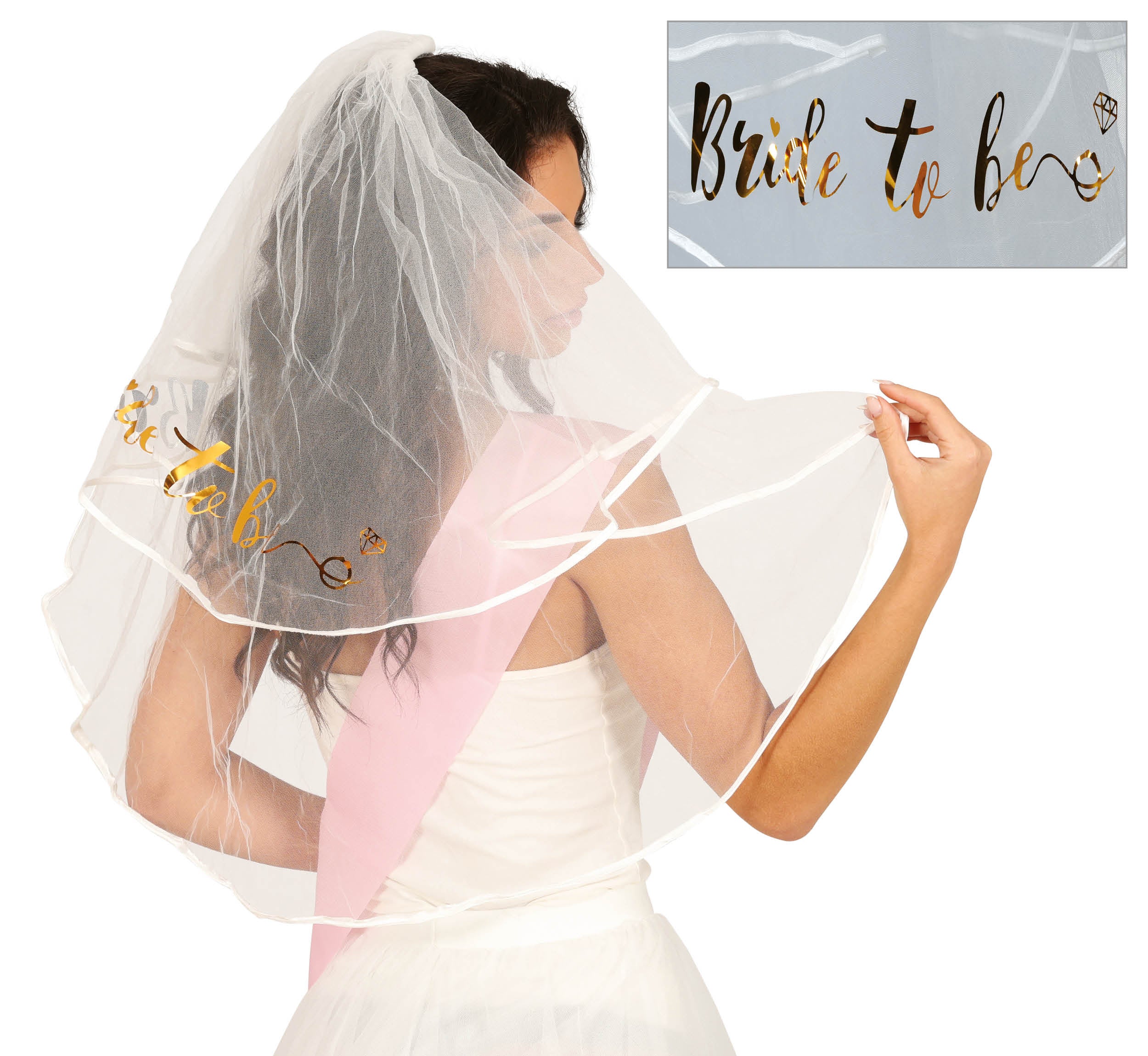 GP23023 – Junggesellenabschied Brautschleier 70 cm Hochzeit – Farbe: Weiß