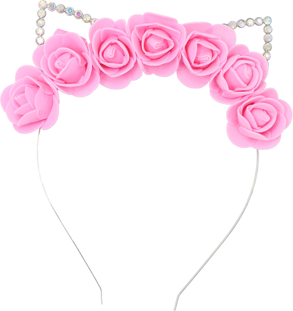 GP23047 – Katzenohren Blumen Haarreif Karneval – Farbe: Silber
