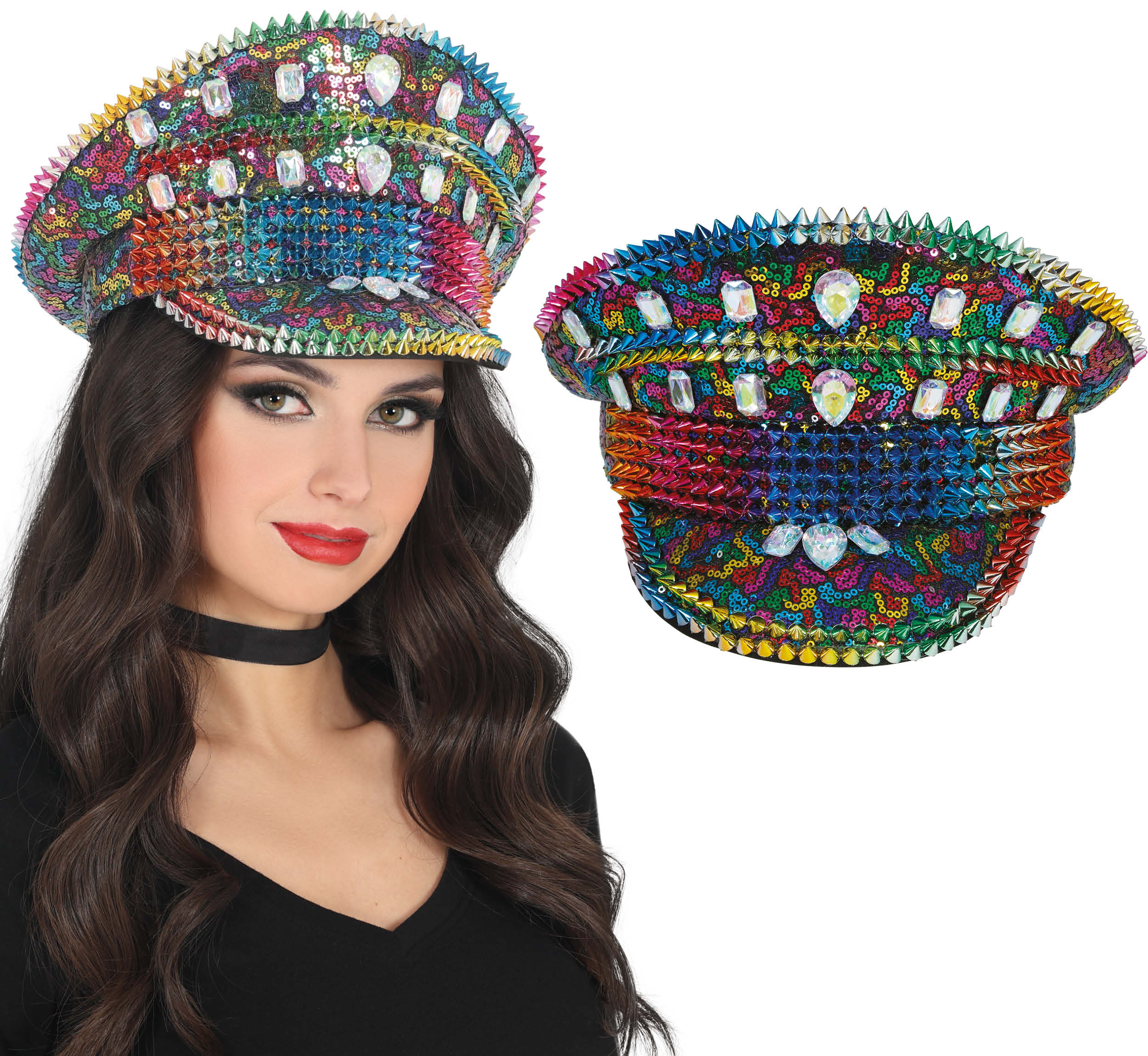 GP23050 – Polizei Karneval Cap Farbenfroher Look – Farbe: Mehrfarbig