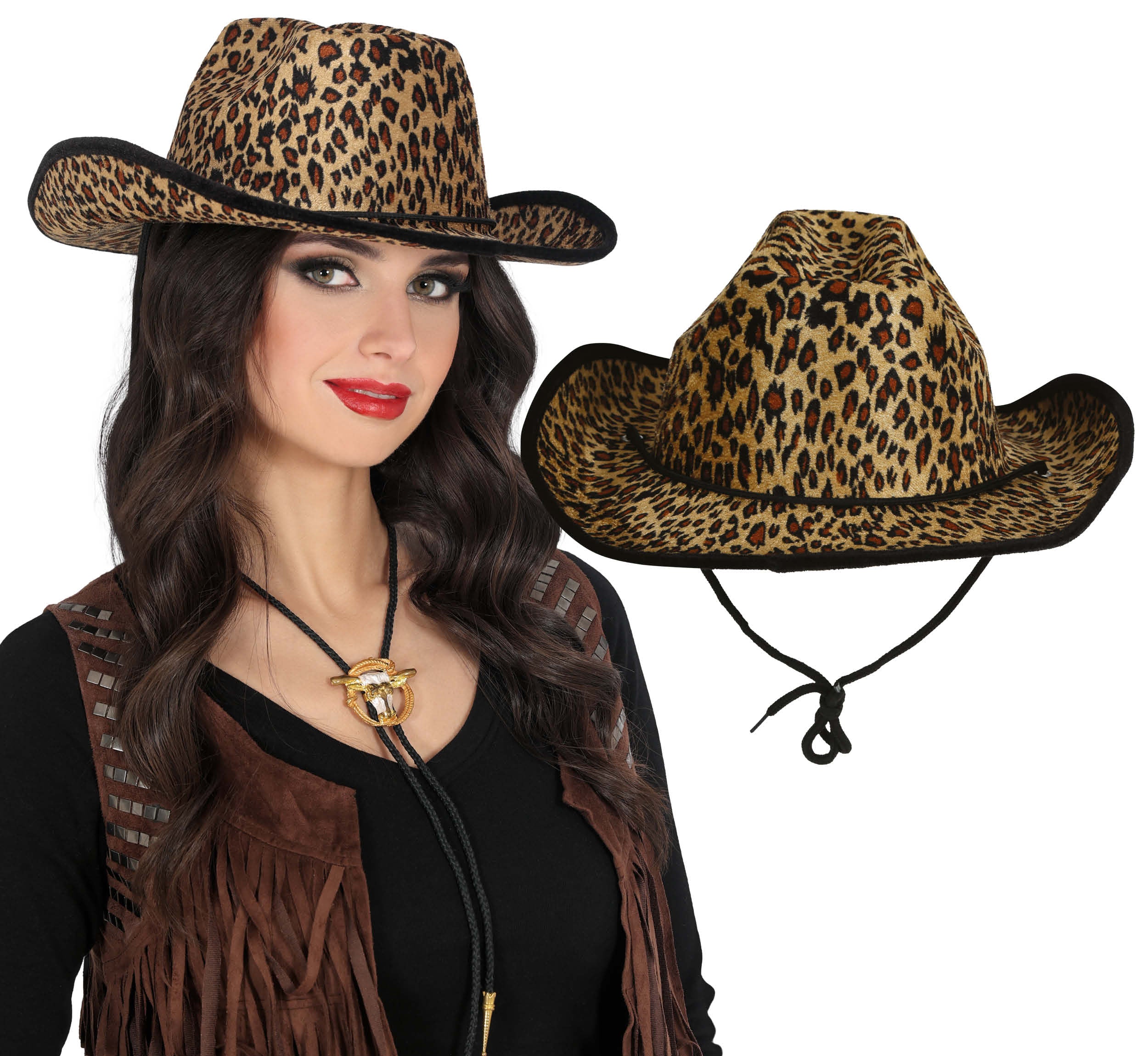 GP23059 – Cowboy Leopardhut Wildwest Party – Farbe: Braun
