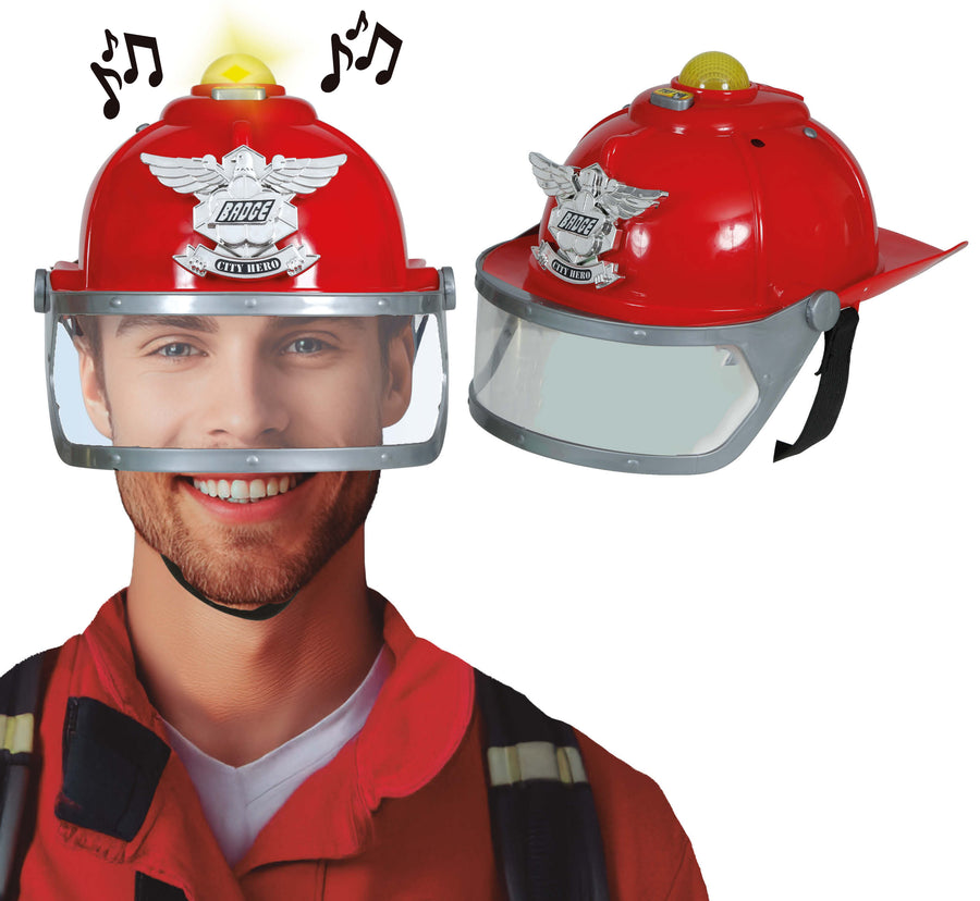 Feuerwehrhelm für Erwachsene mit Licht und Sirene