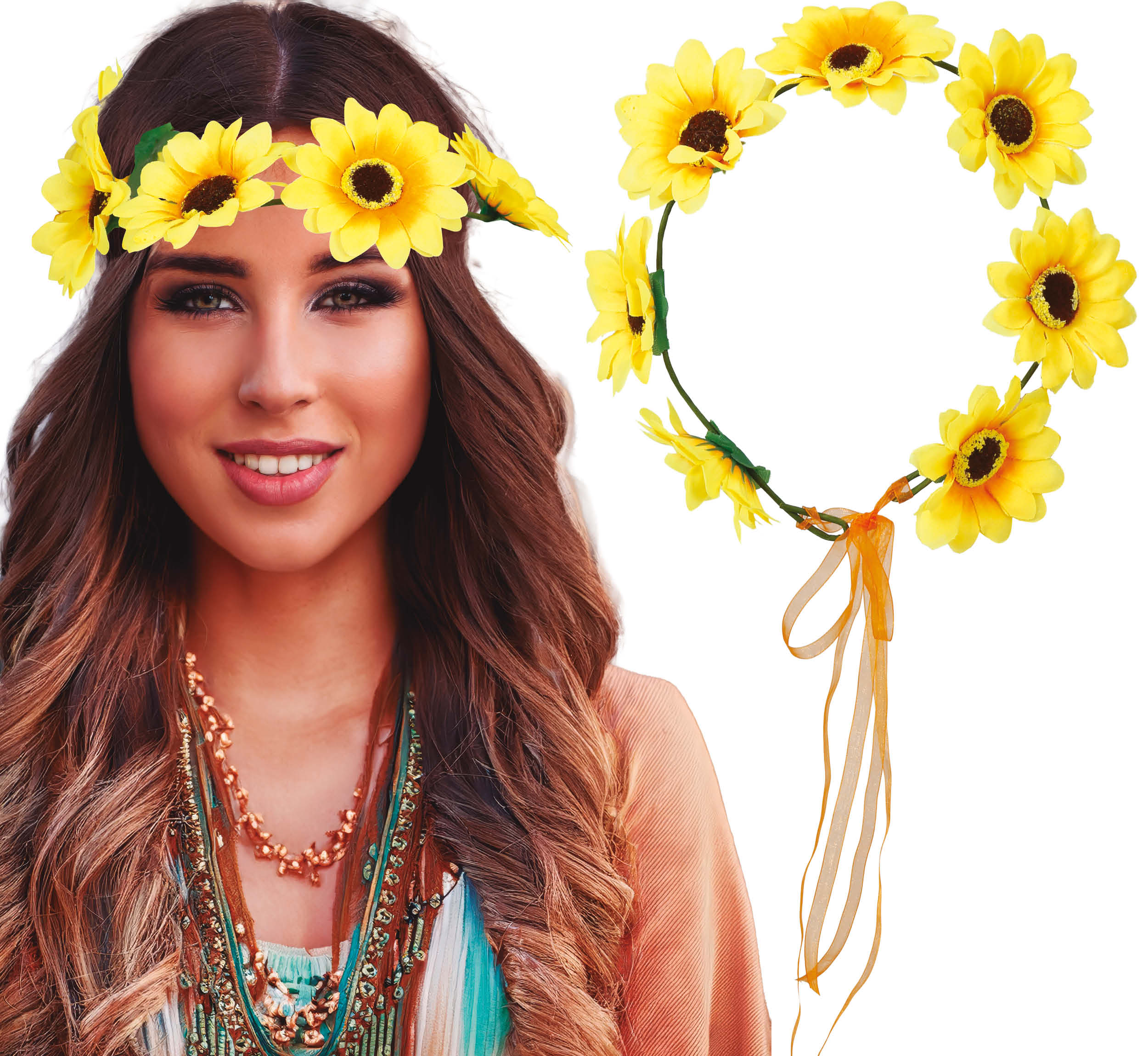 GP23076 – Prinzessin Blumenkranz Gelbe Gänseblümchen – Farbe: Gelb