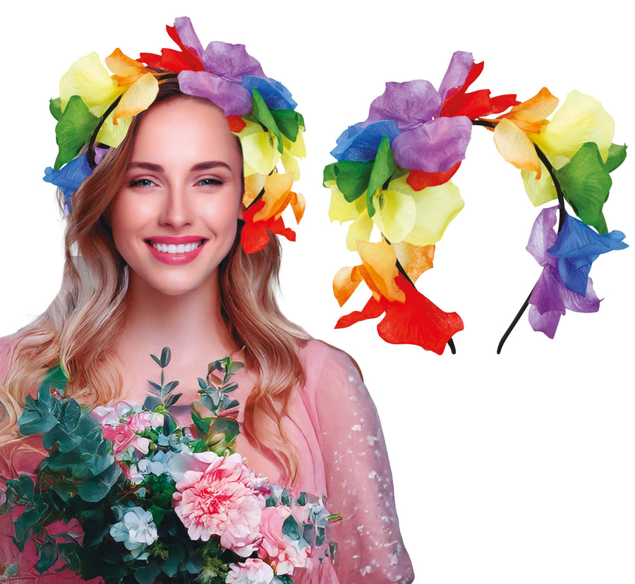 Blumen Haarreif für Erwachsene Regenbogen