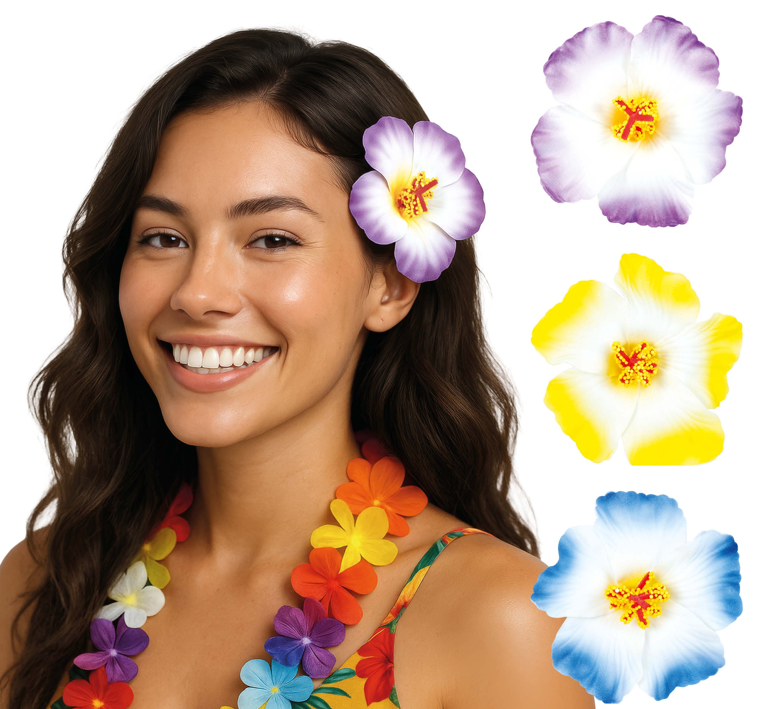 GP23078 – Hawaii Blüten Set Haaraccessoire – Farbe: Mehrfarbig