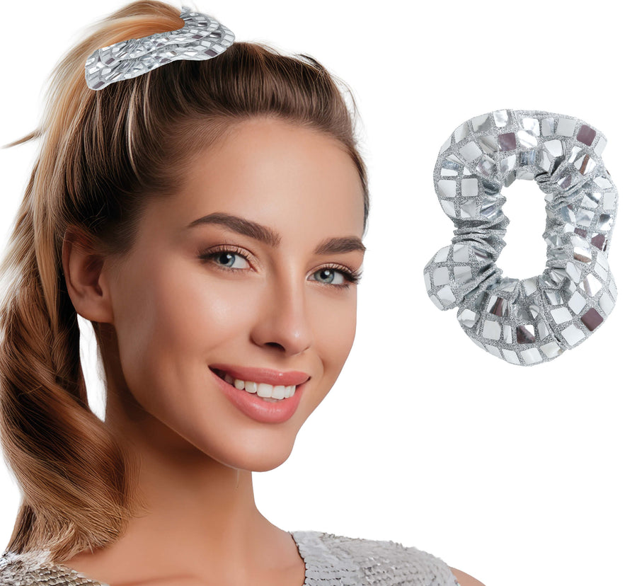 Disco Scrunchie für Erwachsene silber