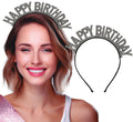Happy Birthday Haarreif für Erwachsene silber