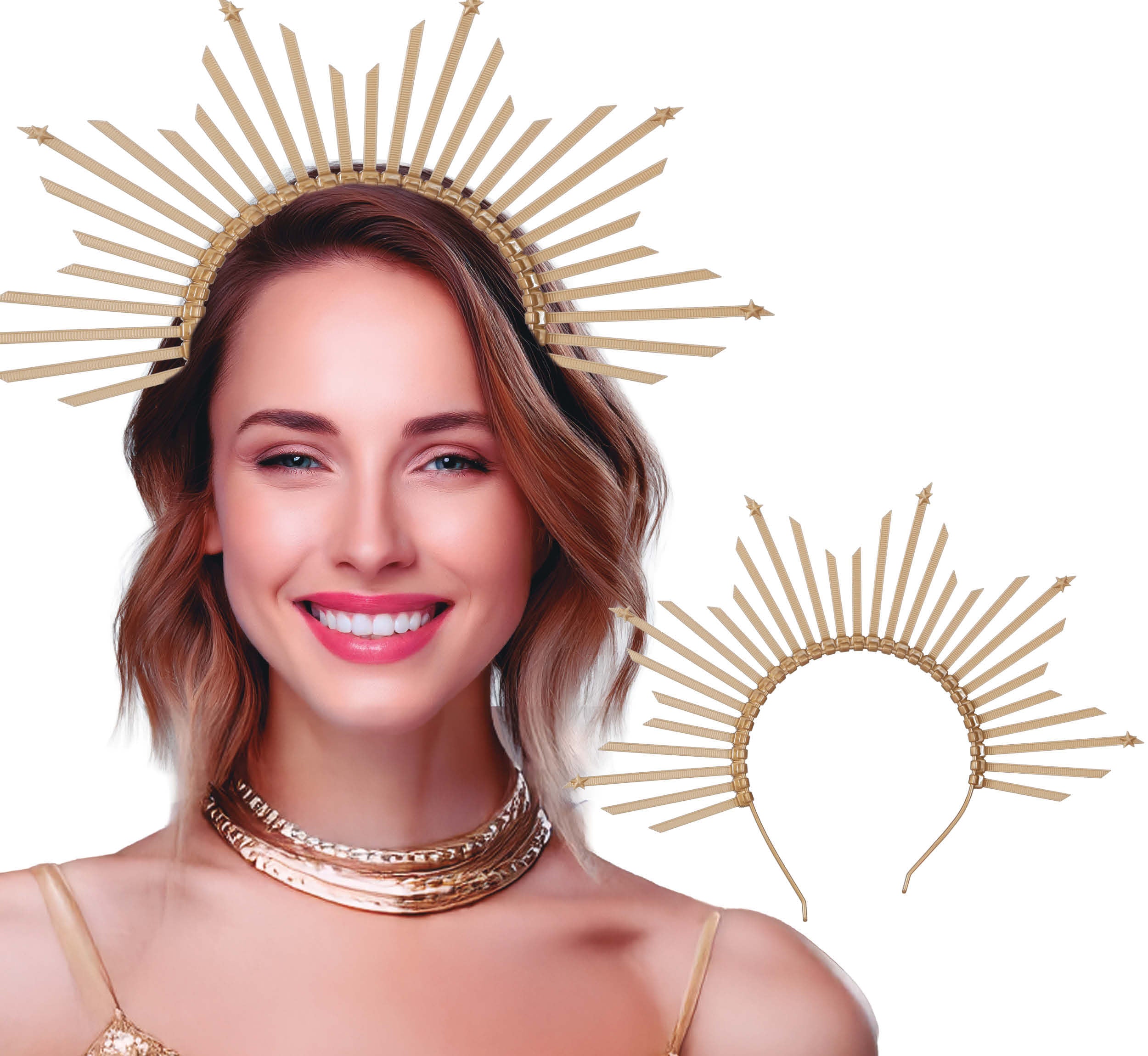 GP23083 – Religion Mystisches Diadem Karneval – Farbe: Gold