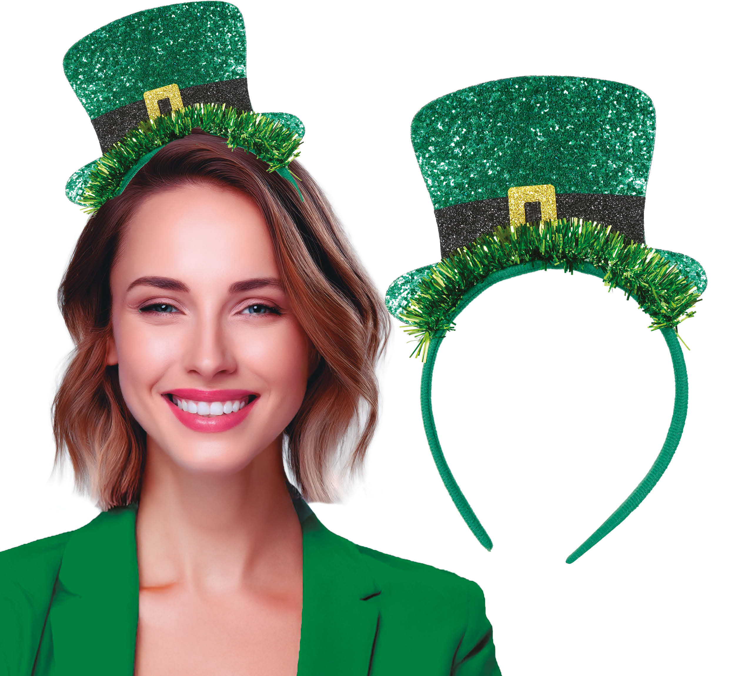 GP23085 – St Patricks Day Glitzer Haarreif – Farbe: GrÜn