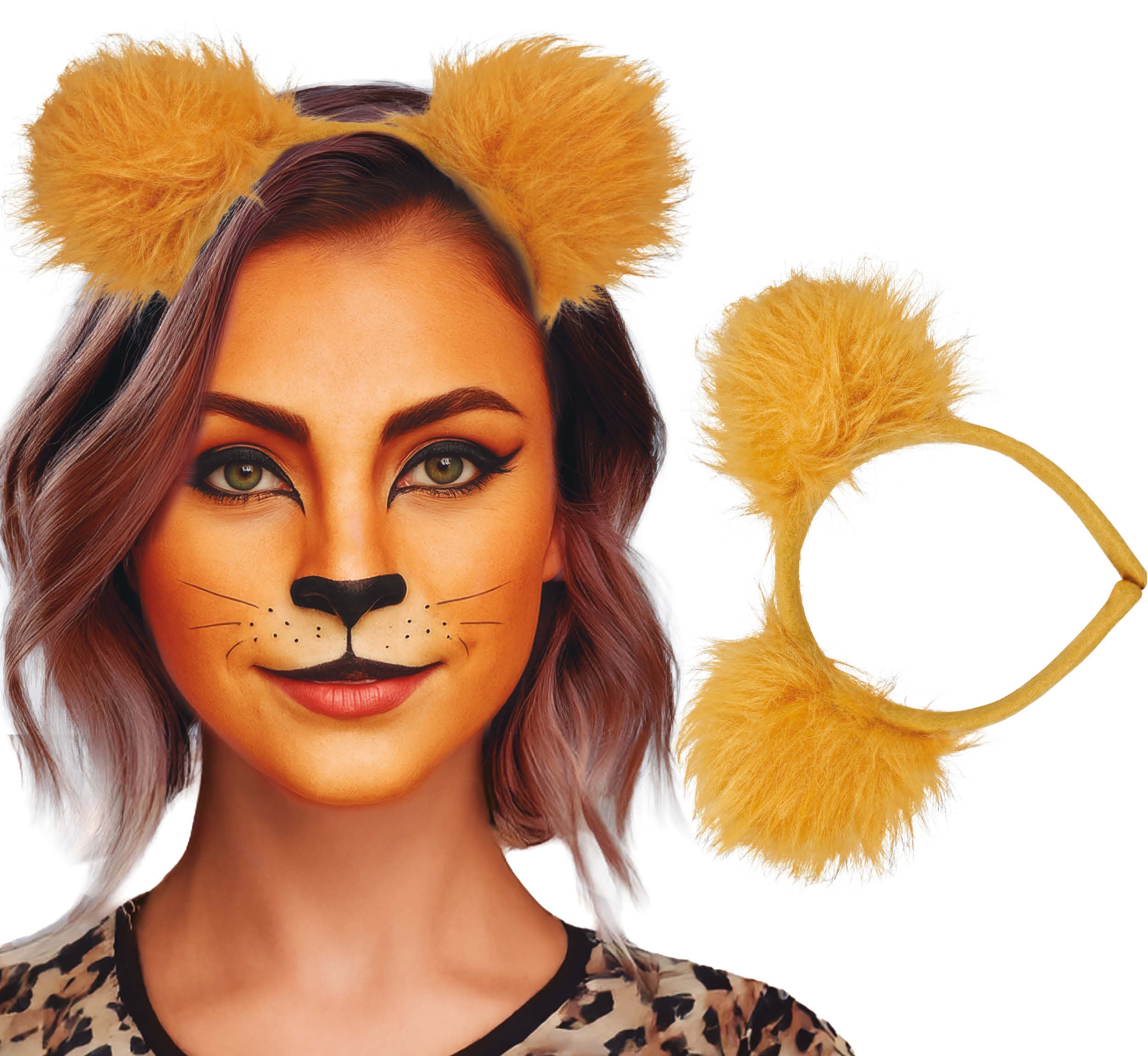 GP23096 – Löwen Tiara Stirnband Karneval Accessoire – Farbe: Braun