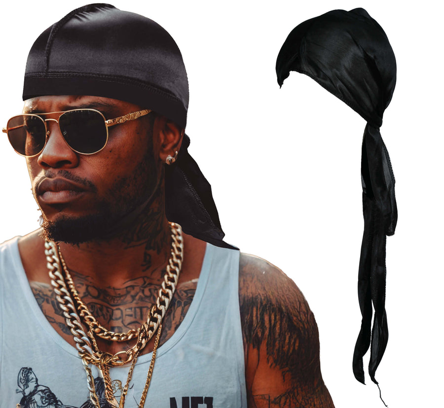 Durag für Herren schwarz Hip Hop Kopftuch