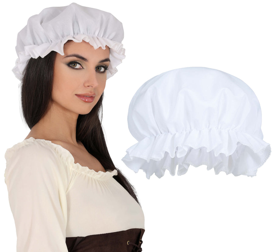 Dienstmädchen Haube für Damen mit Rüschenrand