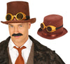 GP23118 – Steampunk Zylinder Hut Mit Brille – Farbe: Braun
