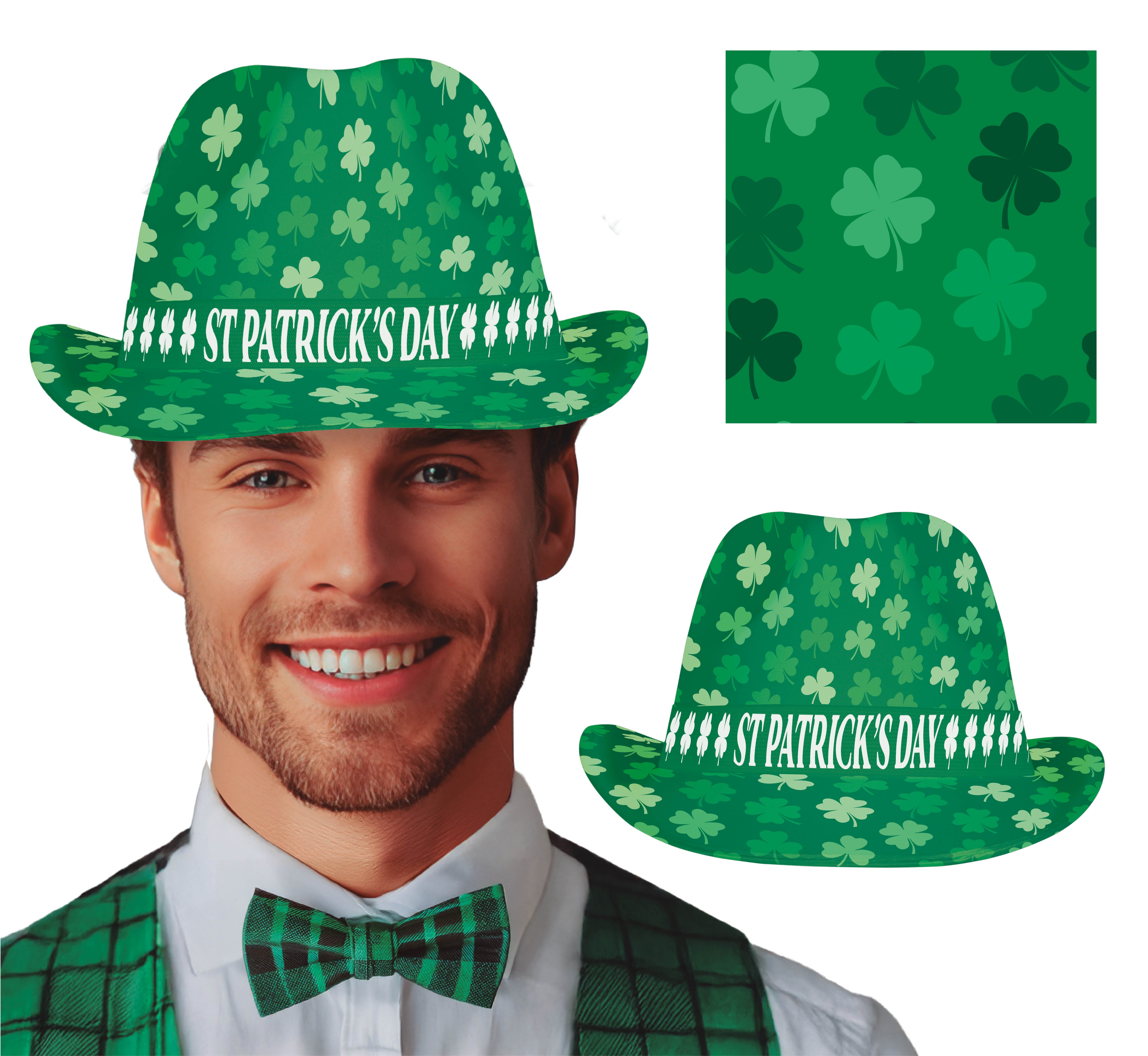 GP23125 – St Patricks Eleganter Kleeblatt Hut – Farbe: Mehrfarbig