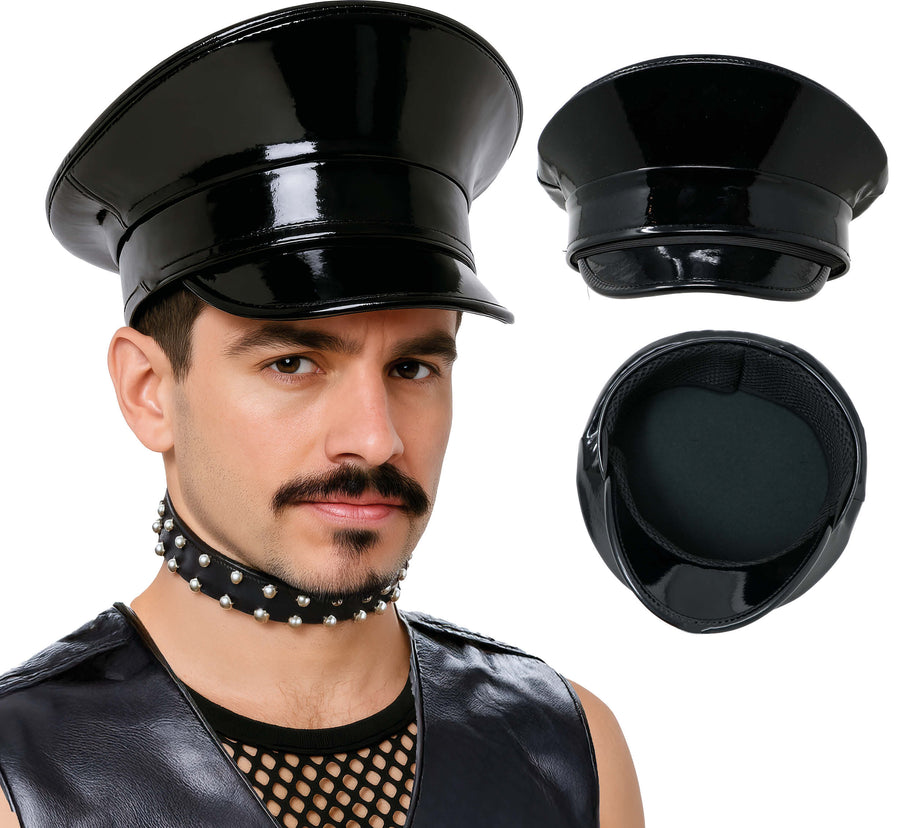 Schirmmütze für Erwachsene schwarz Lackoptik