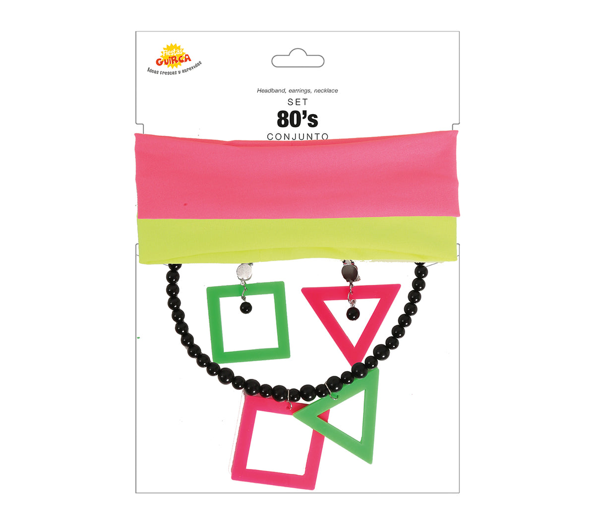 GP18846 – 80er Jahre Accessoire Set für Damen 5 teilig – Farbe: Mehrfarbig