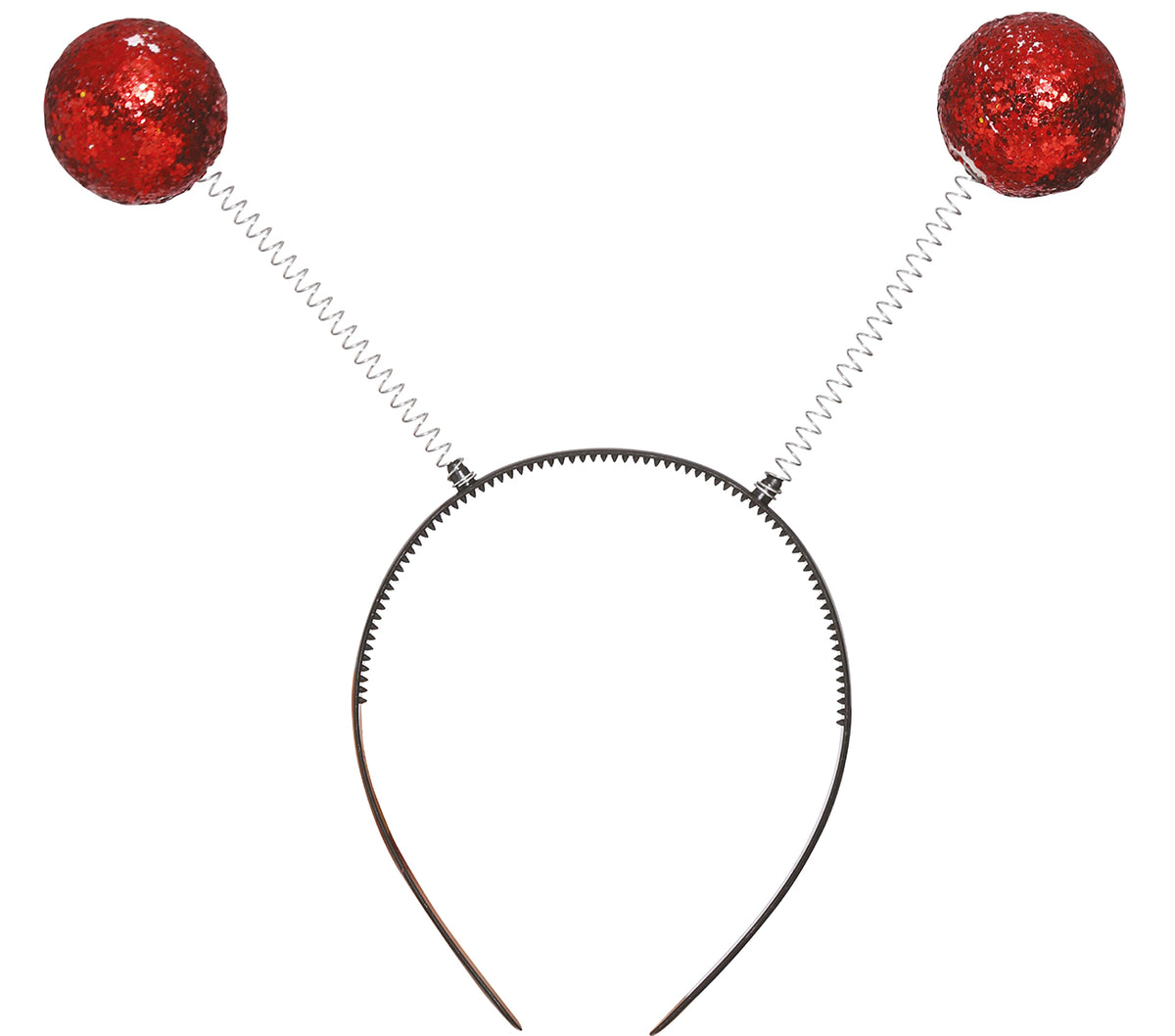 GP16624 – Fühler Haarreif für Erwachsene mit Glitzerkugeln – Farbe: Rot
