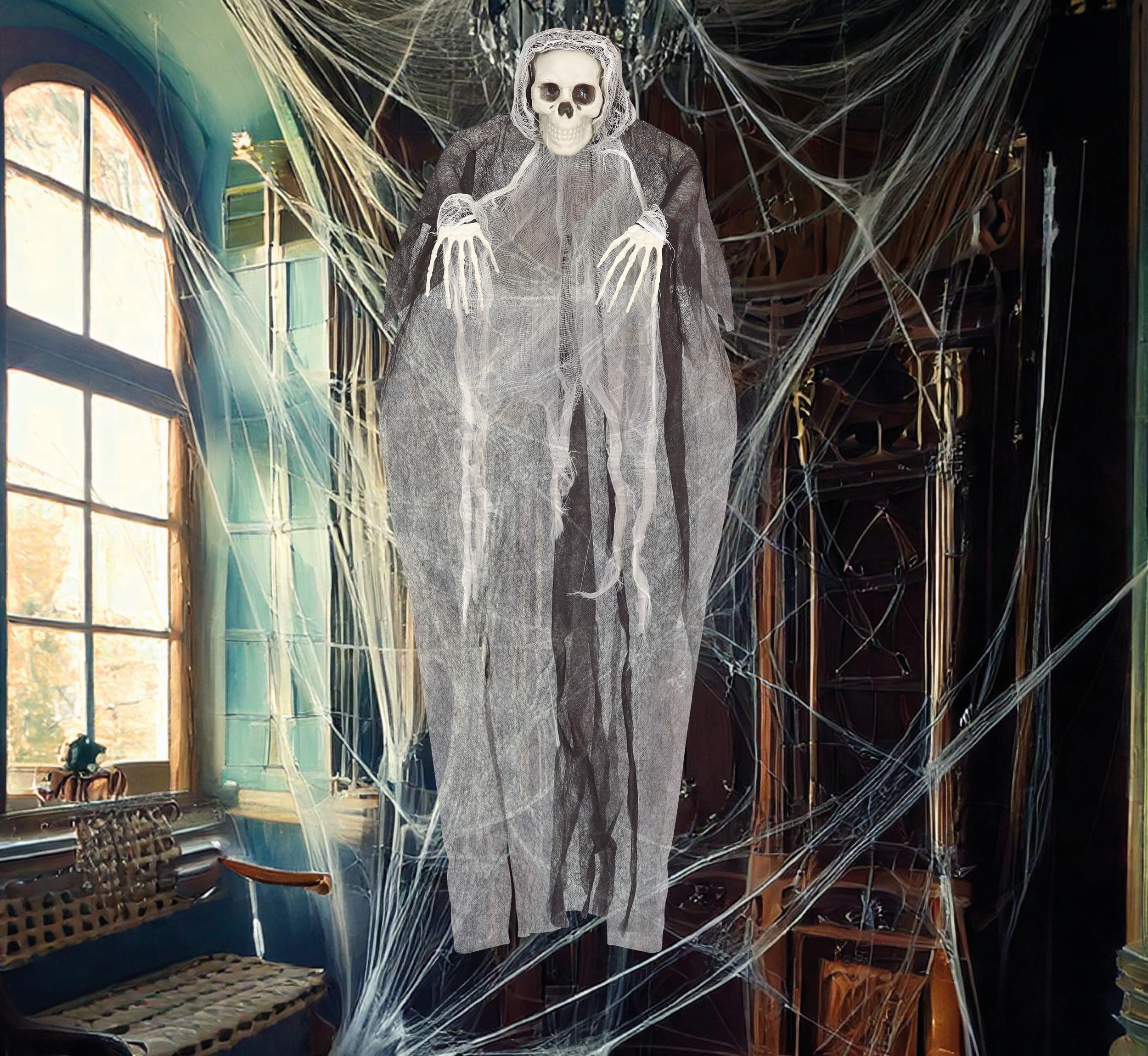 GP24083 – Skelett Dekoration Halloween Hängefigur – Farbe: Grau