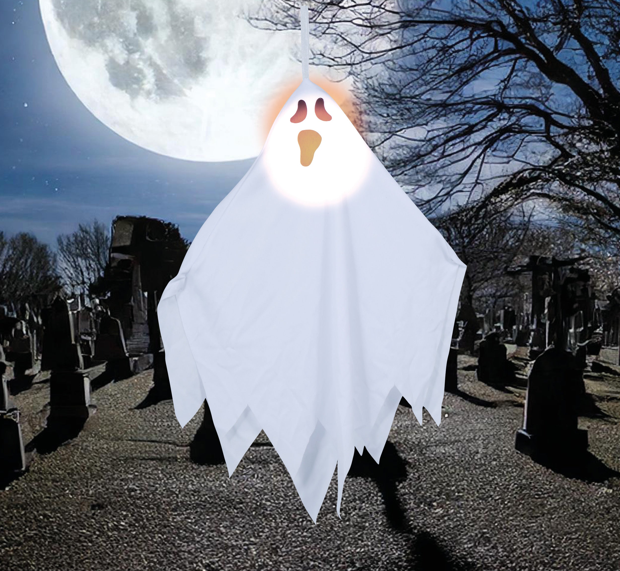 GP24090 – Gespenst Dekoration Hängende Figur – Farbe: Weiß